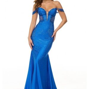 Sherri Hill Strapless Royal Blue Gown